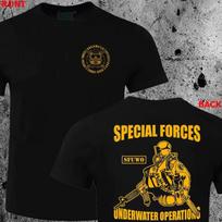 Summer New Special Forces Underwater Combat Diver Pattern Print Military Fans Wear Cotton Short-sleeved T shirt Men's Casual Top 130 gray
