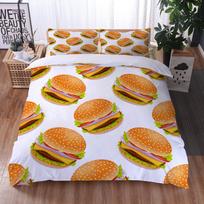 Piza Soft Duvet Cover Burger Fries Donuts Warm Comforter Cover Microfiber Fast Fod Beding Set Quen/King American Breakfast Comfortable Quilt Cover 100*200cm Single gray