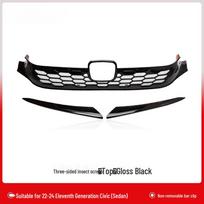 11th Gen Civic Clip-on Anti-insect Net - No Bumper Removal, Honeycomb Grille, Blackened Front Upgrade gray
