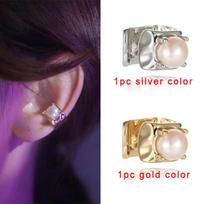1pc Crystal Ear Cuff Wrap Stud No Piercing Clip Earrings For Women Girl Trendy Zircon Ear Rings Conch Jewelry Bijoux Gift KDE130 Silver gray