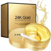 Fariox 24k Gold Under Eye Patches - 60 Pcs Eye Mask Pure Gold Anti-Aging Collagen Hyaluronic Acid Under Eye Mask for Removing Dark Circles, Puffine beige