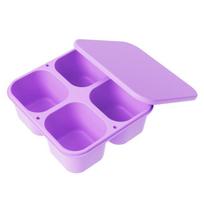 Food Grade Silicone Snack Box 4 Compartments Airtight Sealed Lid Easy Clean BPA Free for Kids School Lunch one  size violetinė