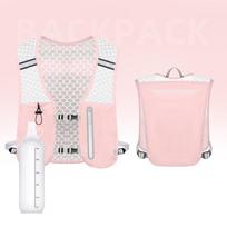 Waterproof Running Hydration Vest Bag 2L Water Chest Pack Reflective Running Vest Pack  Hiking Pink with bottle white