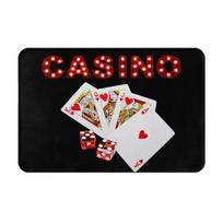Playing Cards Poker Print  Non-slip Doormat Floor Mat Antiwear Carpet Rug for Kitchen Entrance Home Balcony Footpad Mats 60x40 cm white