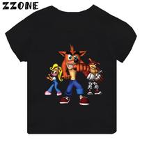 Karštas išpardavimas Žaidimas Crash Bandicoot Spausdinimas Animacinis filmas Vaikų marškinėliai Mergaičių drabužiai Kūdikių berniukai Juodi trumpomis rankovėmis marškinėliai Vaikų viršutiniai drabužiai 100 brown