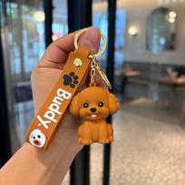 Cute Animal Keychain French Bulldog Corgi Shiba Inu Poodle PVC Car Bag Backpack Pendant Keyring orange