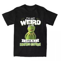 MINISO Muppet Kermit Frog I'm Not Weird I'm A Limited Edition T-Shirt Men Women O Neck T Shirts Short Sleeve Clothing M gray