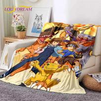 Retro Digimon Adventure Monstrų Animacinis Minkštas Flanelinis Antklodė Lovoms Miegamajam Sofai Iškylai, Metamas Antklodė Užkloti Vaikams Dovana 75x90cm blue