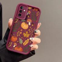 Retro klevo lapo ir moliūgo rašto minkštas telefono dėklas, skirtas Samsung Galaxy S25 Ultra S24 S23 S22 S21 S20 Plus FE A15 A35 A54 A55 Dangtelis Galaxy S21+ 5G brown