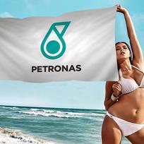 P-PETRONAS Oil Flag Microfiber Beach Towel Absorbent Quick Dry Soft Yoga Swimming Resort Mountain Climbing Towel Cotton 30x30cm white