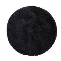 Soft Chenille Knitted Beret Hat Knitted Plain Beret Cap Comfortable French Beret  For Women Ladies juoda