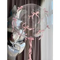 18inch/24inch Transparent Bobball Pink Bow Ribbon Balloon Set Valentine's Day Engagement Birthday Party Decoration 24inch 1pc gray