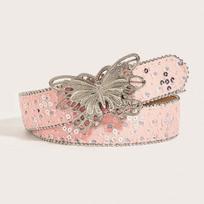 Belt Women's Summer Decoration Butterfly Smooth Buckle Belt with Jeans Versatile light blue įvairiaspalvis