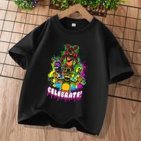 Five Nights At Freddys Kids T-shirts FNAF Cartoon Graphic T-shirt Children Casual Sports Tops Short Sleeves Kids Clothing 130 brown