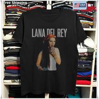 Lana Del Rey Vintage Indie Pop Music Portrait Black Fan Graphic T-Shirt M gray