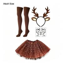 Rudos Dėmėtos Elnio Kostiumo Rinkinys Tinklinis Sijonas Tutu Elnio Ragų Lankelis Šventinis Karnavalinis Kostiumas Adult black