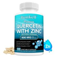 Bunkell Quercetin with Zinc Supplement, 800mg, Natural & Organic, 120 Vegetable Capsules 120 Capsules