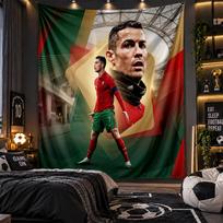 Wall Hanging Tapestry Cristiano Ronaldo Print Cloth for Living Room Bedroom Home Decor 100cmx150cm brown