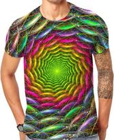 Naujiena Optinė Iliuzija Trippy Marškinėliai Unisex Juokingi Psichodeliniai Trumpomis Rankovėmis 3D Spausdinti Spalvingi Grafiniai Marškinėliai XXXL green