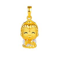 Vietnamietiškas paauksuotas Budos ir Guanyin pakabukas ant kaklo - Emalizuotas turto dievo ingoto dizainas vyrams ir moterims yellow