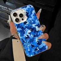 F-Fashion C-Camouflage Pattern Phone Case For iPhone 11 12 13 14 15 16Pro Max Plus white Sliver  Phone Cover iPhone17Pro blue