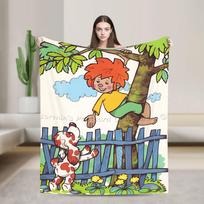 P-Pumuckl Super Šilta Antklodė Vaikams Pliušinis Mesti Antklodė Grafinis Sofos Kėdės Flanelinis Lovatiesis Sofa Lova Dangalas 75x90cm black