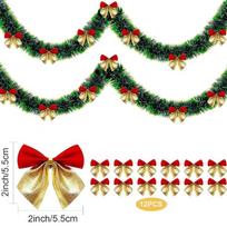 Kalėdinė girlianda Namų vakarėlio Sienos Durų dekoras Kalėdinės eglutės papuošalai Blizgučių juostelės su kaspinėliu Vakarėlis one size black