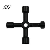 Anti-rust Valve Wrench 4-in-1 Water Meter Key 4-Way Multi-Functional Utility High-Strength Steel Anti-Rust Faucet Spigot Tool with Screwdriver D gray