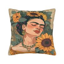 Fridaės Kahlo pagalvės užvalkalas Užpildas Minkštas pagalvės užvalkalas Pagalvės užvalkalai Namų dekoracijos Kvadratinis Įvairių dydžių Peach skin 18*18(CM)-1Pcs