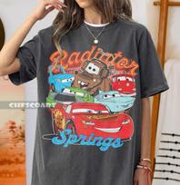 Vintage Radiator Springs T-Shirt, McQueen Mater Sally Shirt, Retro Cars Shirt, Disney Vacation Tee M red