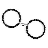 2 vnt./rinkinys Poros Magnetiniai Širdelės Formos Pakabukai Apyrankės 6MM Malachitas Tigro Akis Apyrankės Meilės Santykis Pulsera Papuošalai Dovana Naujas black