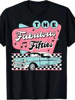 Fabulous Fifties Rock and Roll 1956 Classic Car T-shirt XXXL pink