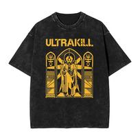 ULTRAKILL Retro FPS Game T-Shirt Men Unisex Vintage Washed Cotton Short Sleeve Oversized Crew Neck Y2K Streetwear Summer Top Gaming Merch Gift XXXL black