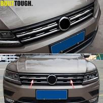 Chromuotas priekinės grotelių buferio dangtelis VW Tiguan Mk2 2016 2017-2021 apdailai, įdėklas, gaubto apdailos formavimo elementas, stiliaus apsauga China Mainland black