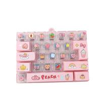 26-Key Mini Keyboard Pendant Transparent Dual-Tone Keyboard Keychain  Bag Accessory rožinė