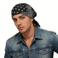 Paisley rašto bandana, Juodas medvilninis kvadratinis galvos skara, Daugiafunkcinis kaklo movas dviračių sportui, žygiams ir kasdieniam naudojimui One Size black