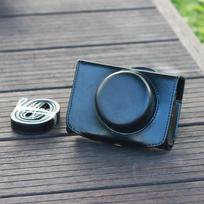 Slim PU Leather Camera Sling Bag Fujifilm X100V X30 X70 X20 X10 Nikon J5 Panasonic GF9 LX100 Canon Mirrorless Black gray