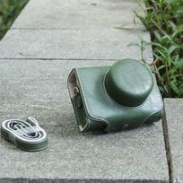 Slim PU Leather Camera Sling Bag Fujifilm X100V X30 X70 X20 X10 Nikon J5 Panasonic GF9 LX100 Canon Mirrorless Vintage Green