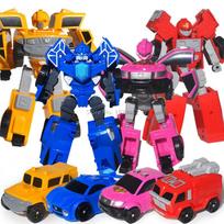 4 vnt./rinkinys Mini Jėgos Transformacijos Robotų Žaislai Veiksmo Figūrėlės MiniForce X Volt Imitacinis Automobilis Lėktuvas Transformuojamas Mini Agentas Žaislas blue