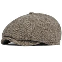 HT3336 Mens Berets Autumn Winter Cap Hat Thick Warm Men Beret Cap Male Vintage Wool Beret Hat Dad Grandfather Octagonal Flat Cap XL 59-60CM kava
