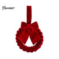 Non Deforming Foam Wreath Christmas Velvet Wreath, Red Green Hanging Ornament with Bow for Front Door Table, Fireplace, Porch, Wall, New Year brown