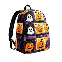 Halloween Quilted Backpack for Women Large Capacity Casual Daypack One Size beige