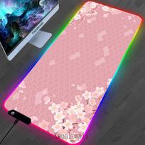 RGB LED Sakura Mousepad Mouse Pad XXL Anti-slip Mousepad Rubber Keyboard Pads Gaming Setup Accessories Mouse Mat 900x400mm Small 250x350x3mm pink