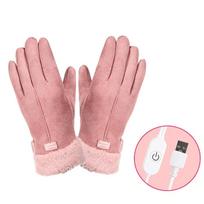 Atsparūs vandeniui Šildomi Terminiai Pirštinės Visų Pirštų Elektriniai Šildomi Pirštinės Snieglenčių Sportui Pink Adjustable