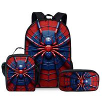 Spider Pencil Case Student Picnic Bag Cartoon Hero No Return Printed Schoolbag Convenient And Large-Capacity Three-Piece Set (as the picture,pencil bag)