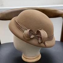 Autumn and winter sophisticated French elegant wool beret for women, high-end silk-linen small basin hat, small brim top hat one size (55-58cm) gray
