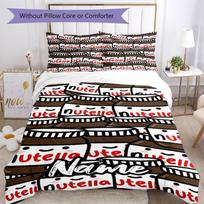 3pcs Custom Name Nutella Bedding Set Duvet Cover Closure Includes 1 Duvet Cover & 2 Pillowcases, Soft and Comfortable for All Seasons. 180cmx210cm