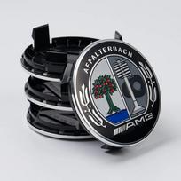 4 vnt./komplektas Mercedes Benz AMG ratų centriniai dangteliai, 75 mm skersmens, su reljefiniu Benz logotipu, ratlankių dangteliai W203 W206 W220 4pcs-75mm black