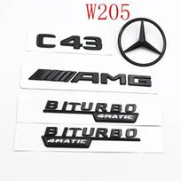 Juodi C43 logotipo raidės BITURBO 4MATIC ženklelis Automobilio galinės žvaigždės lipdukas BITrunk AMG emblema Mercedes Benz AMG W205 W206 C205