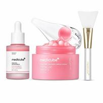 Medicube PDRN Rožinė Kolageno Kapsulių Kremas 55g+Rožinis Peptidų Serumas 30ml+Želė Šepetėlių Rinkinys SET pink